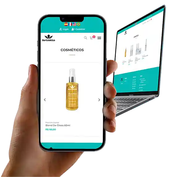 Celular e notebook com a loja online da Bortoletto